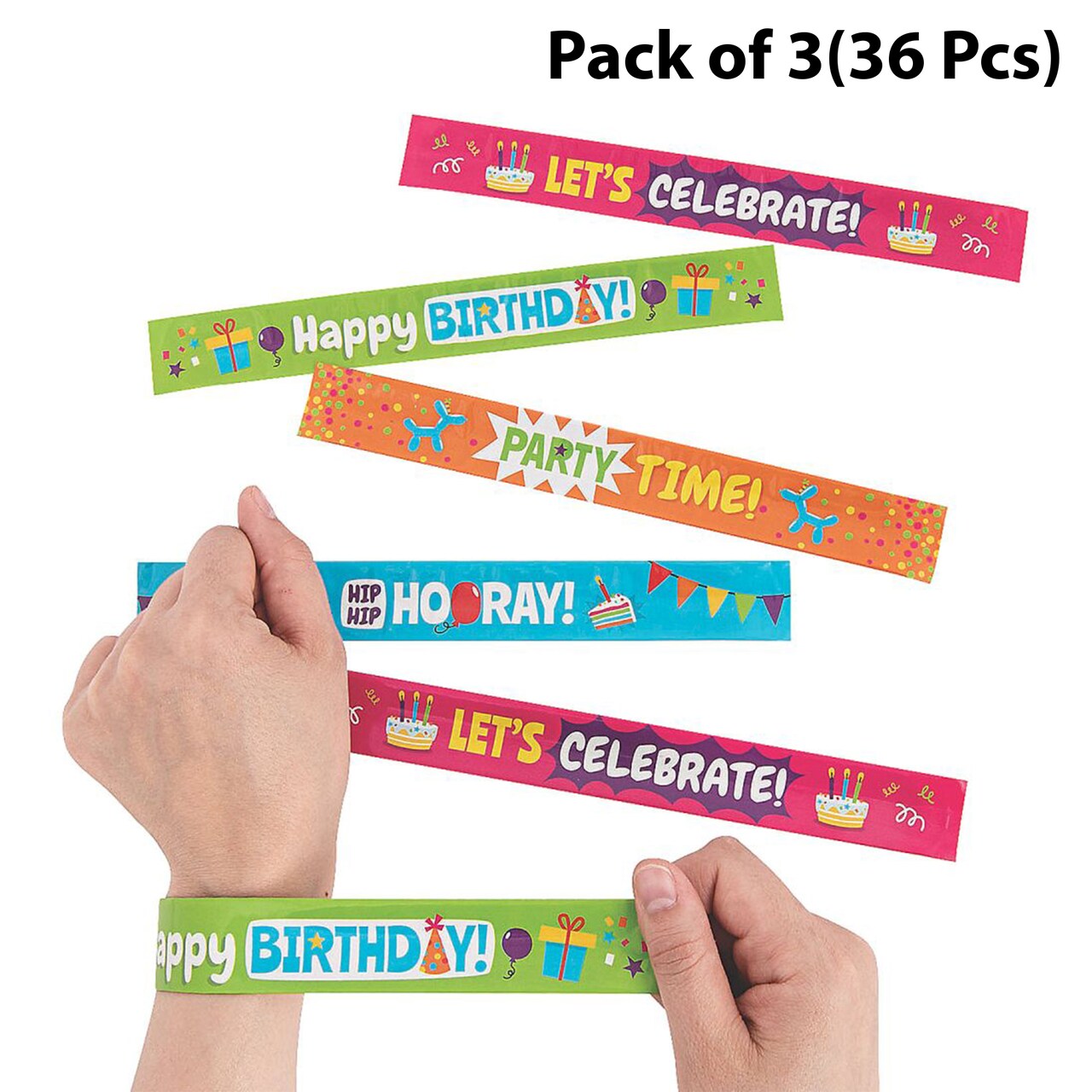 Birthday Slap Bracelets - 9 inches long by 1 inch wide | Perfect for any party | Raheev®